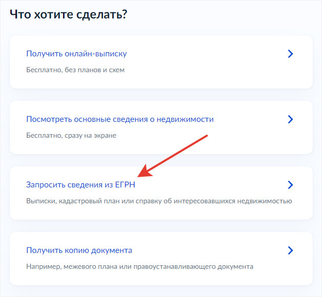 Как заказать выписку через ЕГРН - Шаг 2