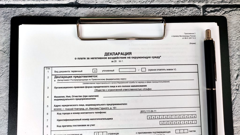 Как заполнить декларацию НВОС
