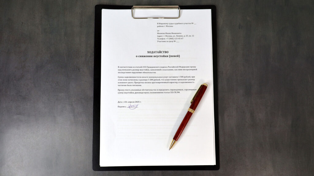 Документ ходатайства в суд о снижении размера пеней за ЖКХ