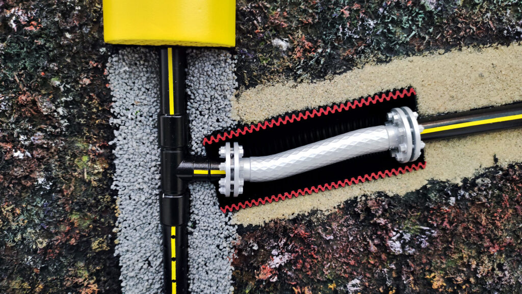 Подземное соединение трубопровода системы сбора свалочного газа